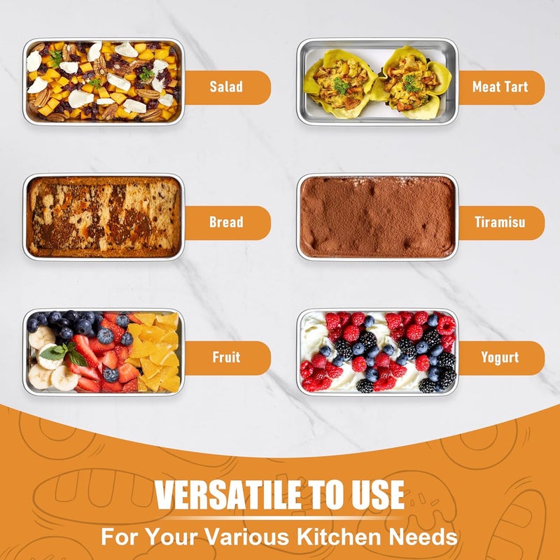 P&P CHEF مجموعة قوالب خبز صغيرة، 3 قطع قالب خبز صغير للخبز، 6.3 × 3.5 بوصة قوالب خبز من الفولاذ المقاوم للصدأ للخبز المنزلي، لحم مفروم، كعك وبراونيز، صحية وغير سامة، آمنة في غسالة الصحون - Image 4